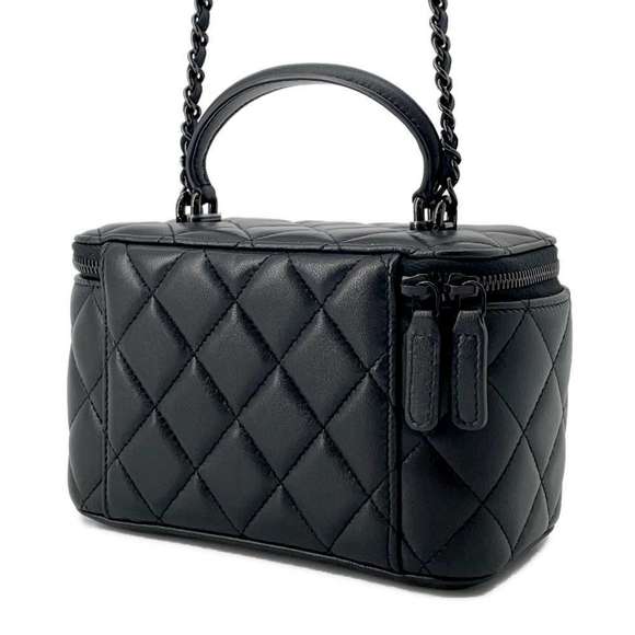 Chanel Matelasse Lambskin Bag Mark Vanity Black Case Coco - Picture 1 of 16